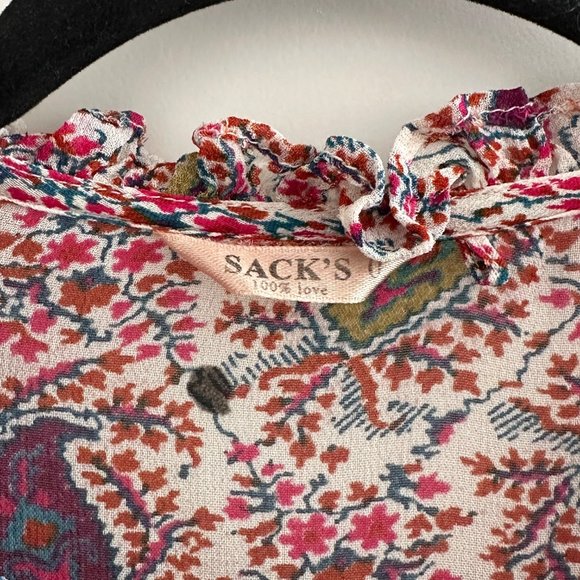 Sacks bohemian print long sleeve dress, size 0, used once - Picture 2 of 7